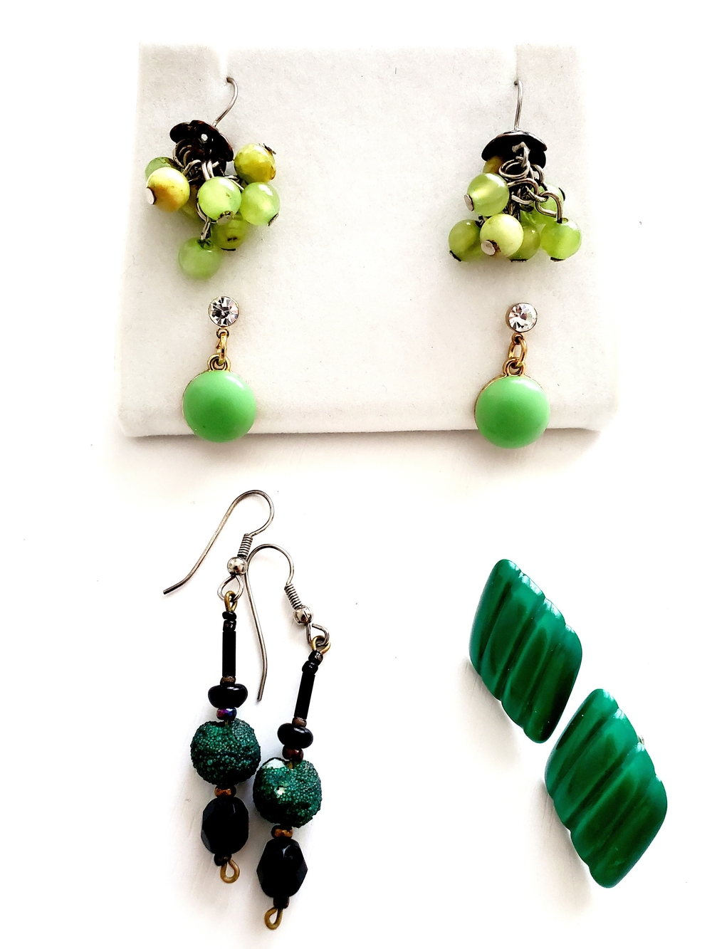 Green Cluster & Drop Earrings - Women Jewelry